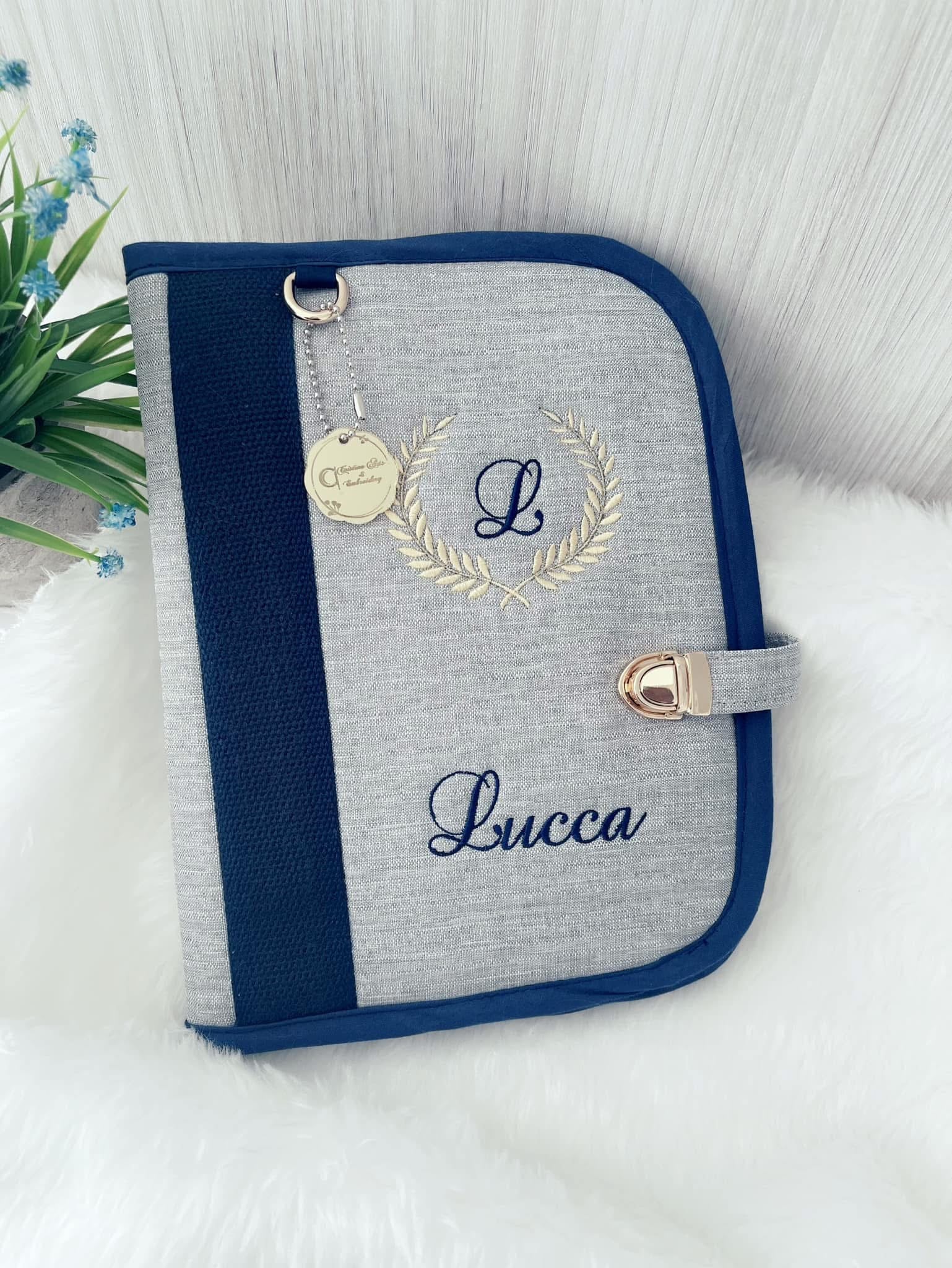 Personalised Embroidered Baby Set | Wet Wipes Bag Mini | Vaccination Record Book Cover Contact Us)