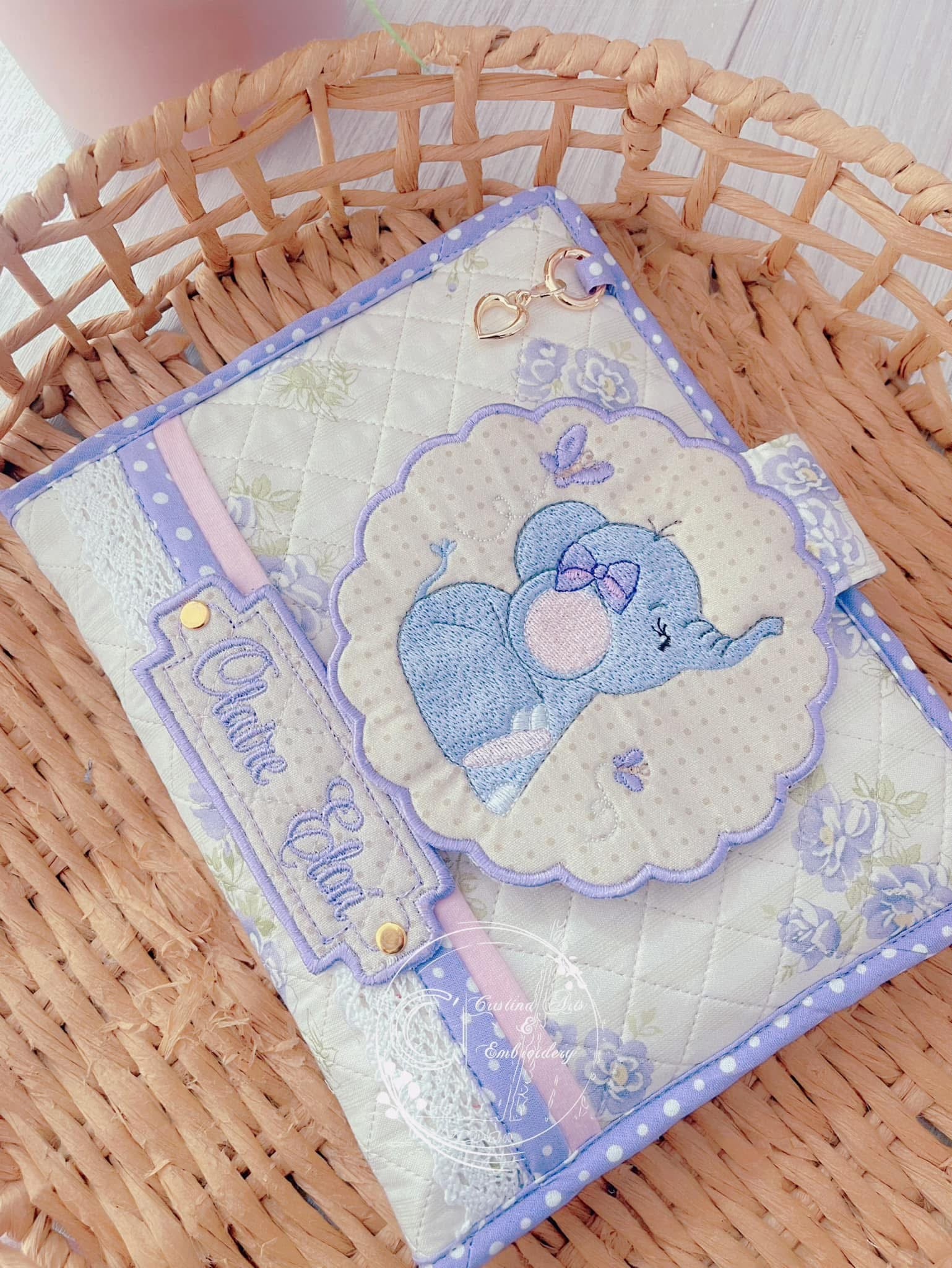 Personalised Embroidered Baby Set | Wet Wipes Bag Mini | Vaccination Record Book Cover Contact Us)