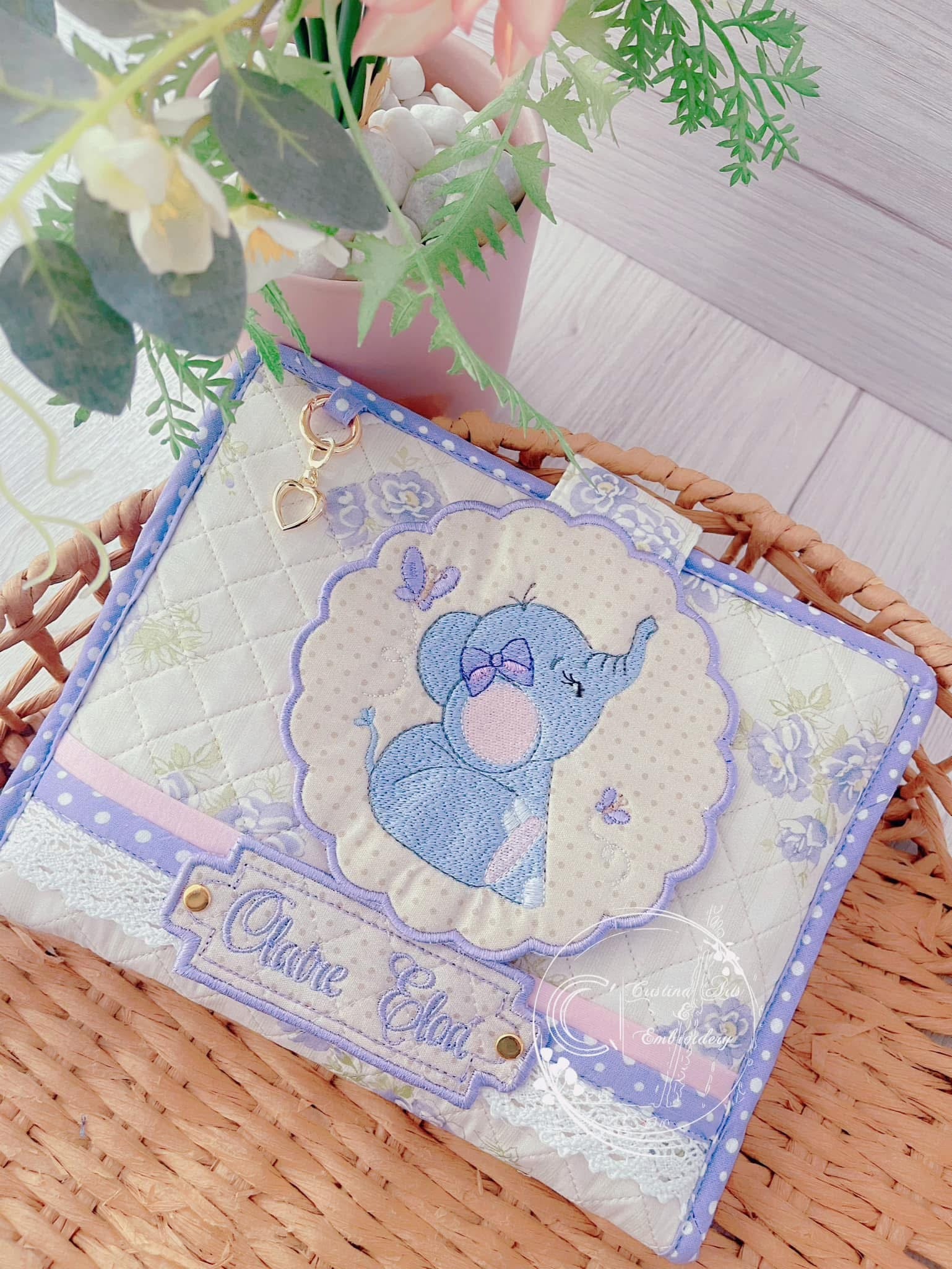 Personalised Embroidered Baby Set | Wet Wipes Bag Mini | Vaccination Record Book Cover Contact Us)