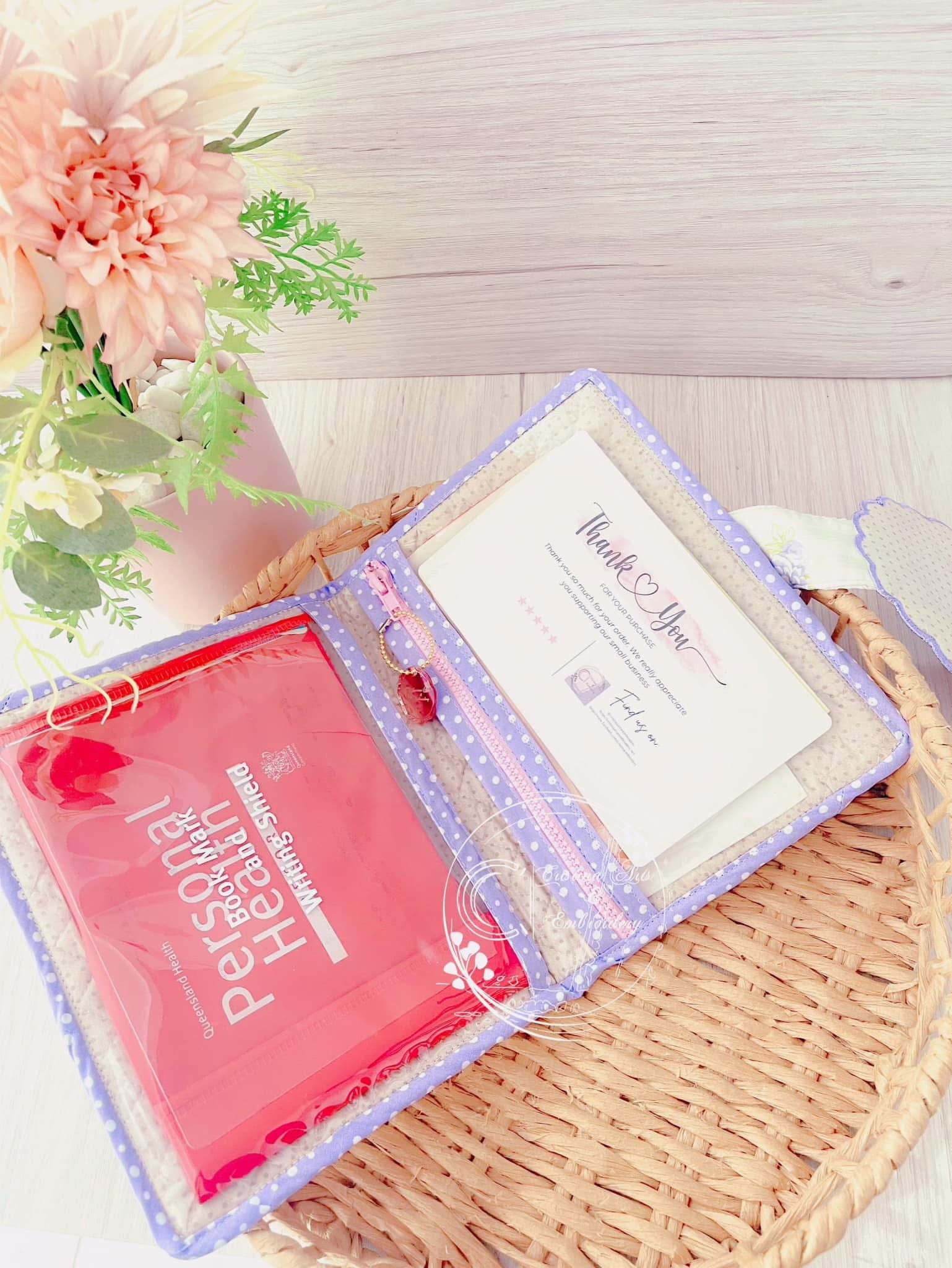 Personalised Embroidered Baby Set | Wet Wipes Bag Mini | Vaccination Record Book Cover Contact Us)