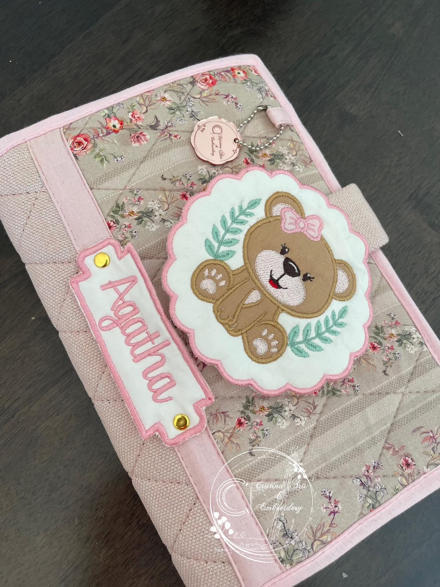 Personalised Embroidered Baby Set | Wet Wipes Bag Mini | Vaccination Record Book Cover Contact Us)