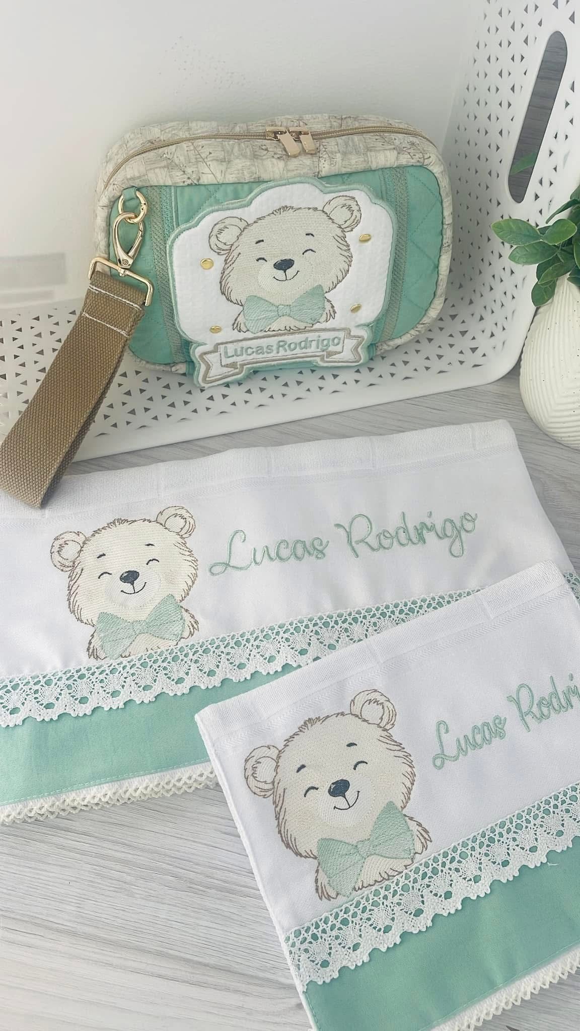 Personalised Embroidered Baby Set | Wet Wipes Bag Mini | Vaccination Record Book Cover Contact Us)