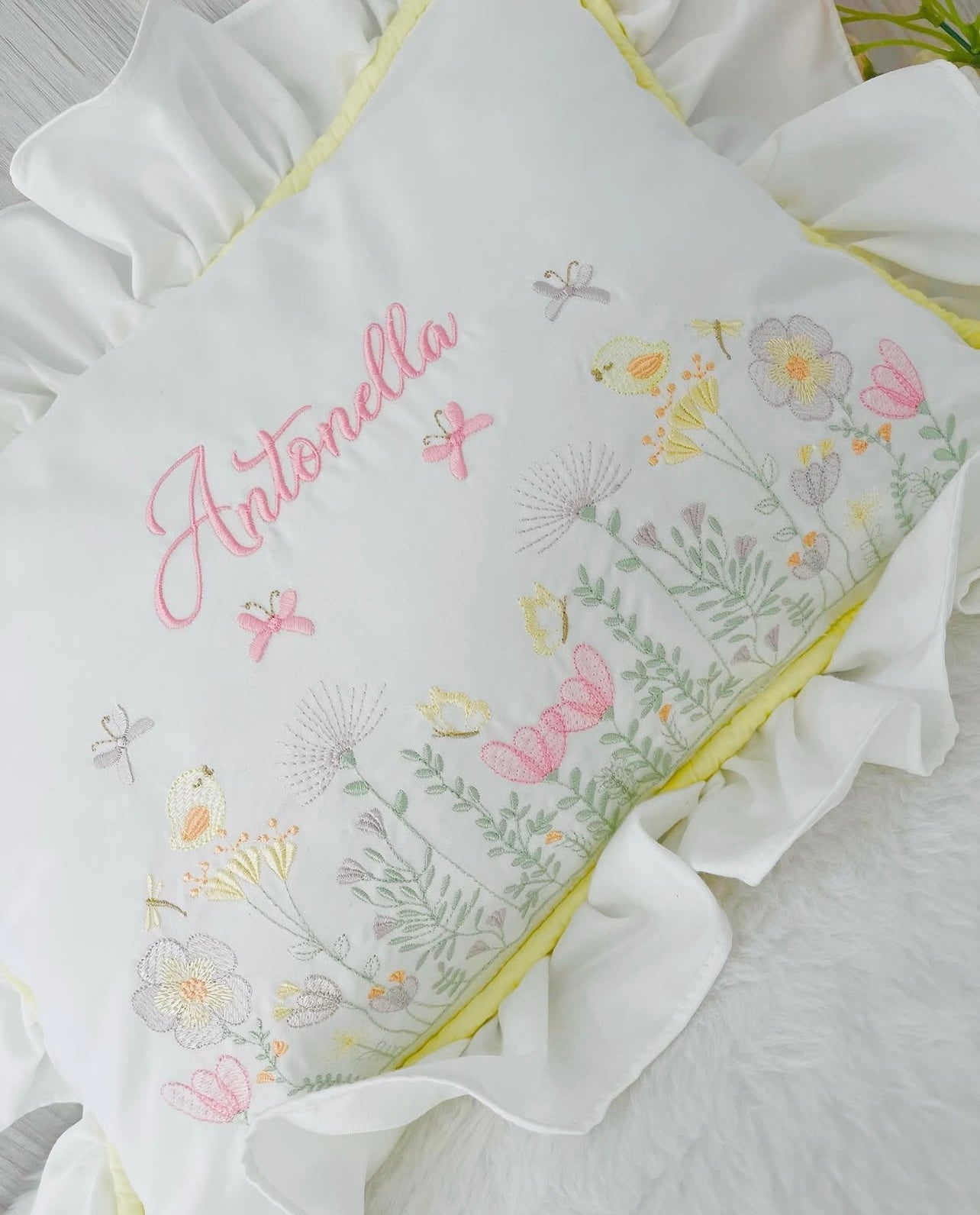 Pillow And Pillowcase - Personalised Embroidered | Decoration Baby Cushion (Only Order)