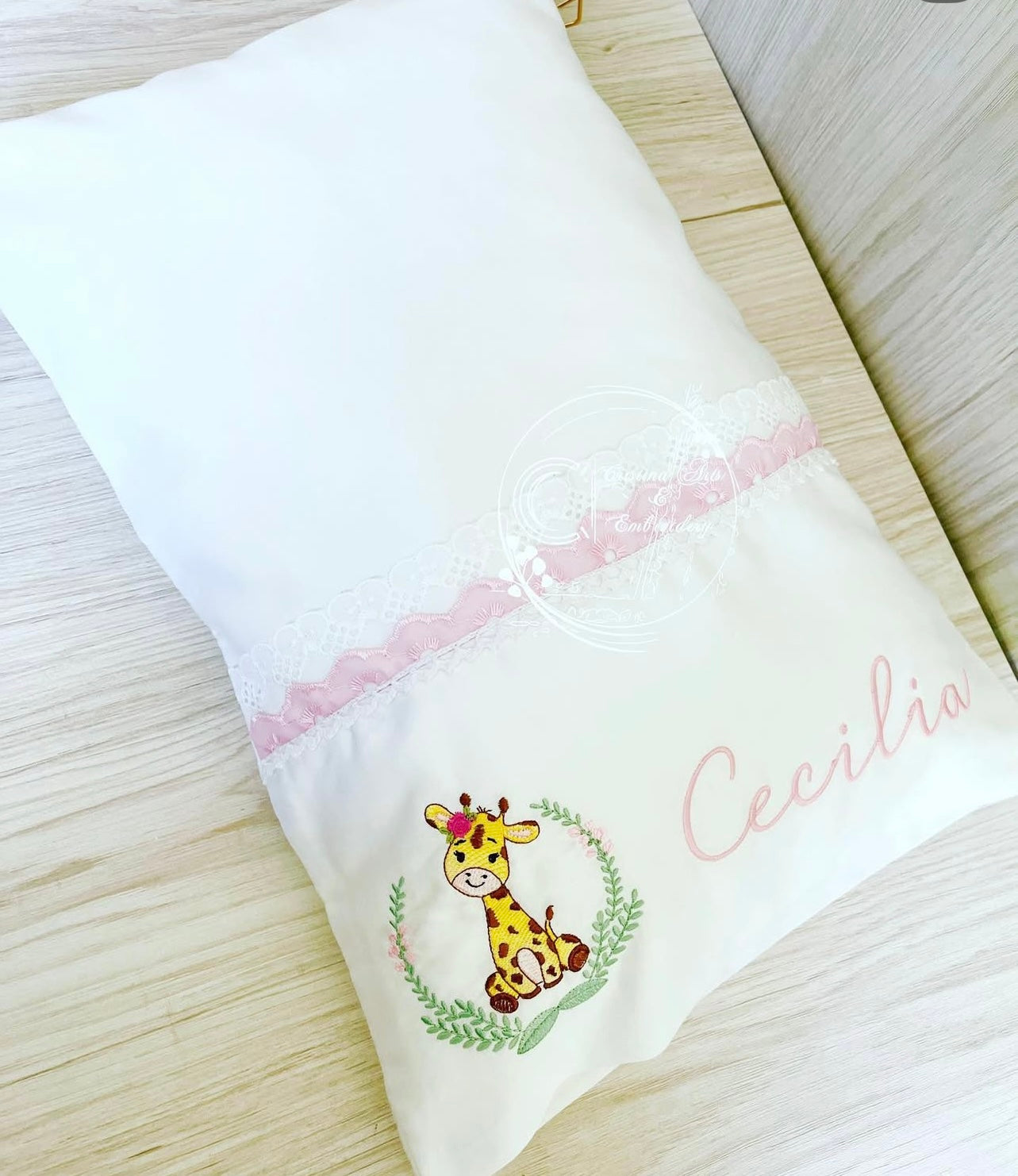 Pillow And Pillowcase - Personalised Embroidered | Decoration Baby Cushion (Only Order)