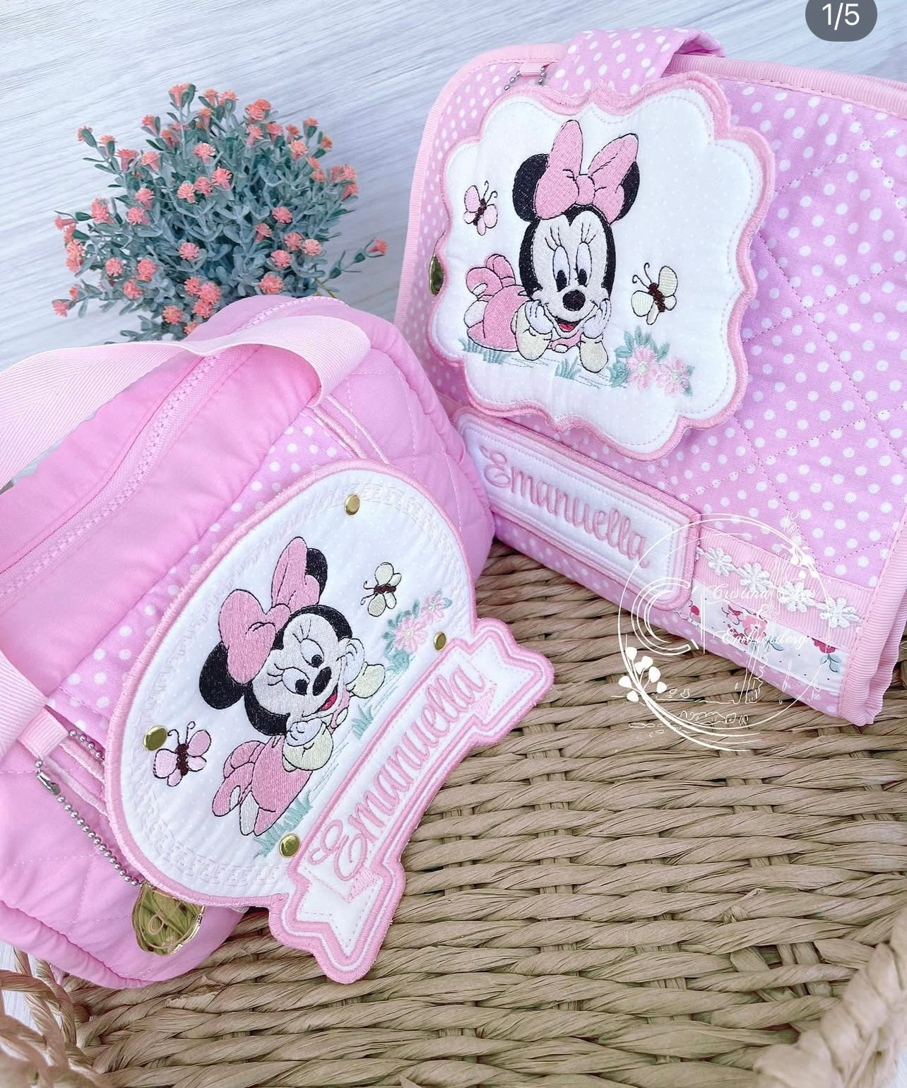 Personalised Embroidered Baby Set | Wet Wipes Bag Mini | Vaccination Record Book Cover Contact Us)