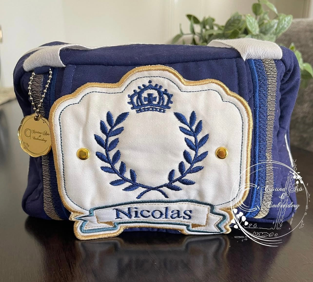 Personalised Embroidered Baby Set | Wet Wipes Bag Mini | Vaccination Record Book Cover Contact Us)