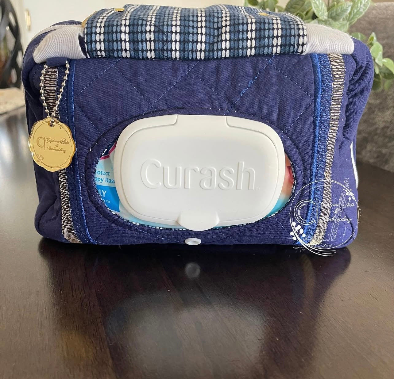 Personalised Embroidered Baby Set | Wet Wipes Bag Mini | Vaccination Record Book Cover Contact Us)