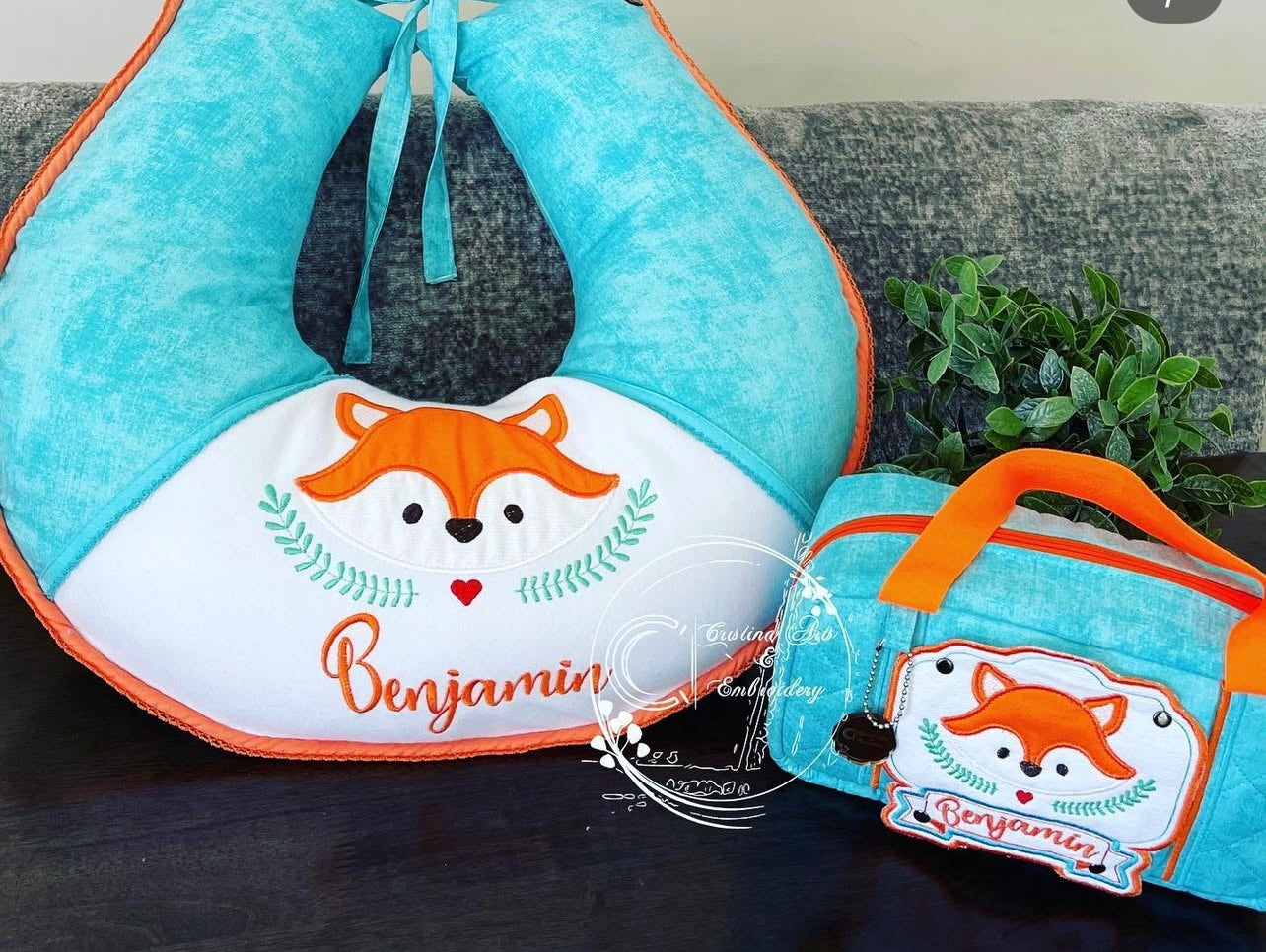 Personalised Embroidered Baby Set | Wet Wipes Bag Mini | Vaccination Record Book Cover Contact Us)