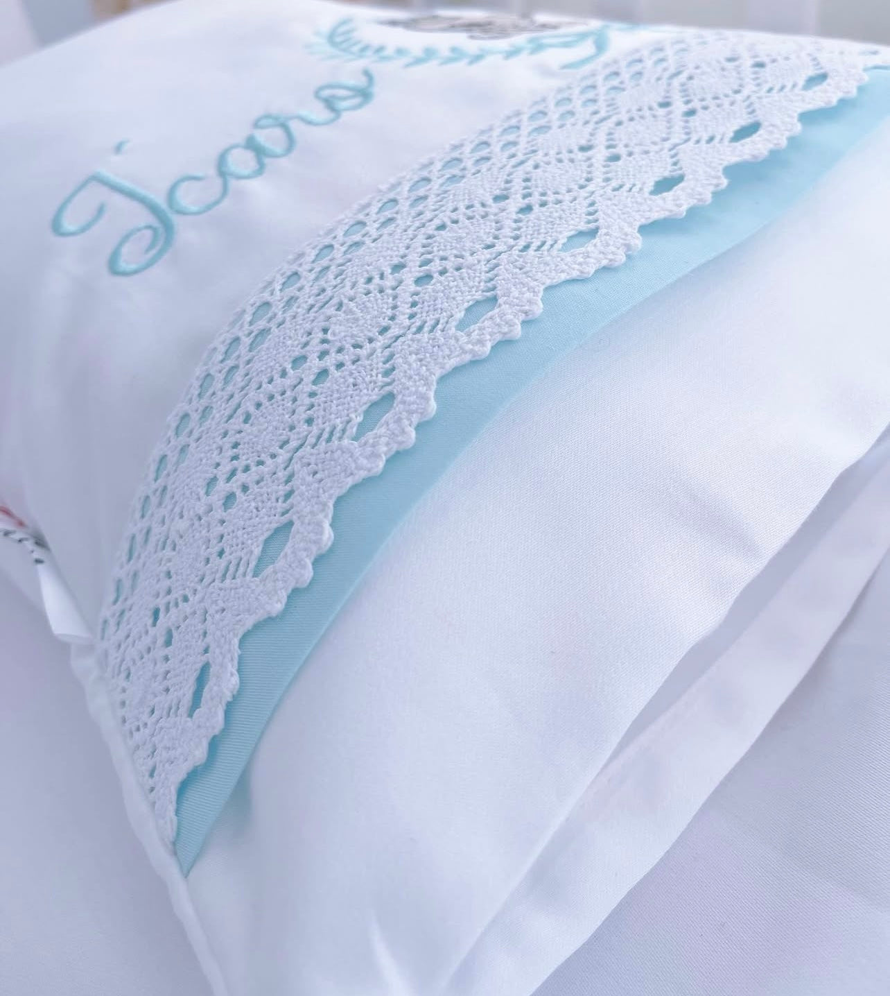 Pillow And Pillowcase - Personalised Embroidered | Decoration Baby Cushion (Only Order)