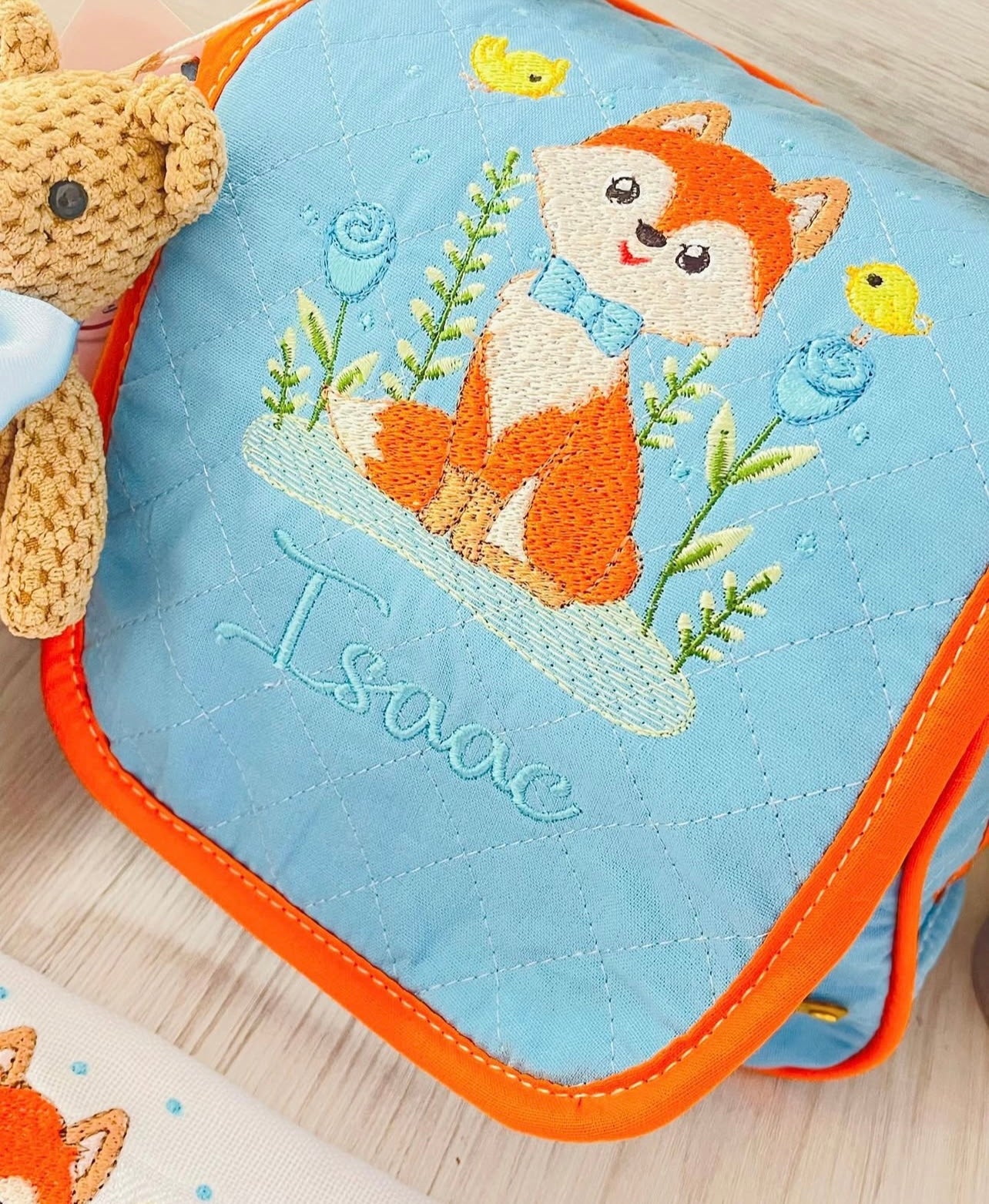 Personalised Embroidered Baby Set | Wet Wipes Bag Mini | Vaccination Record Book Cover Contact Us)