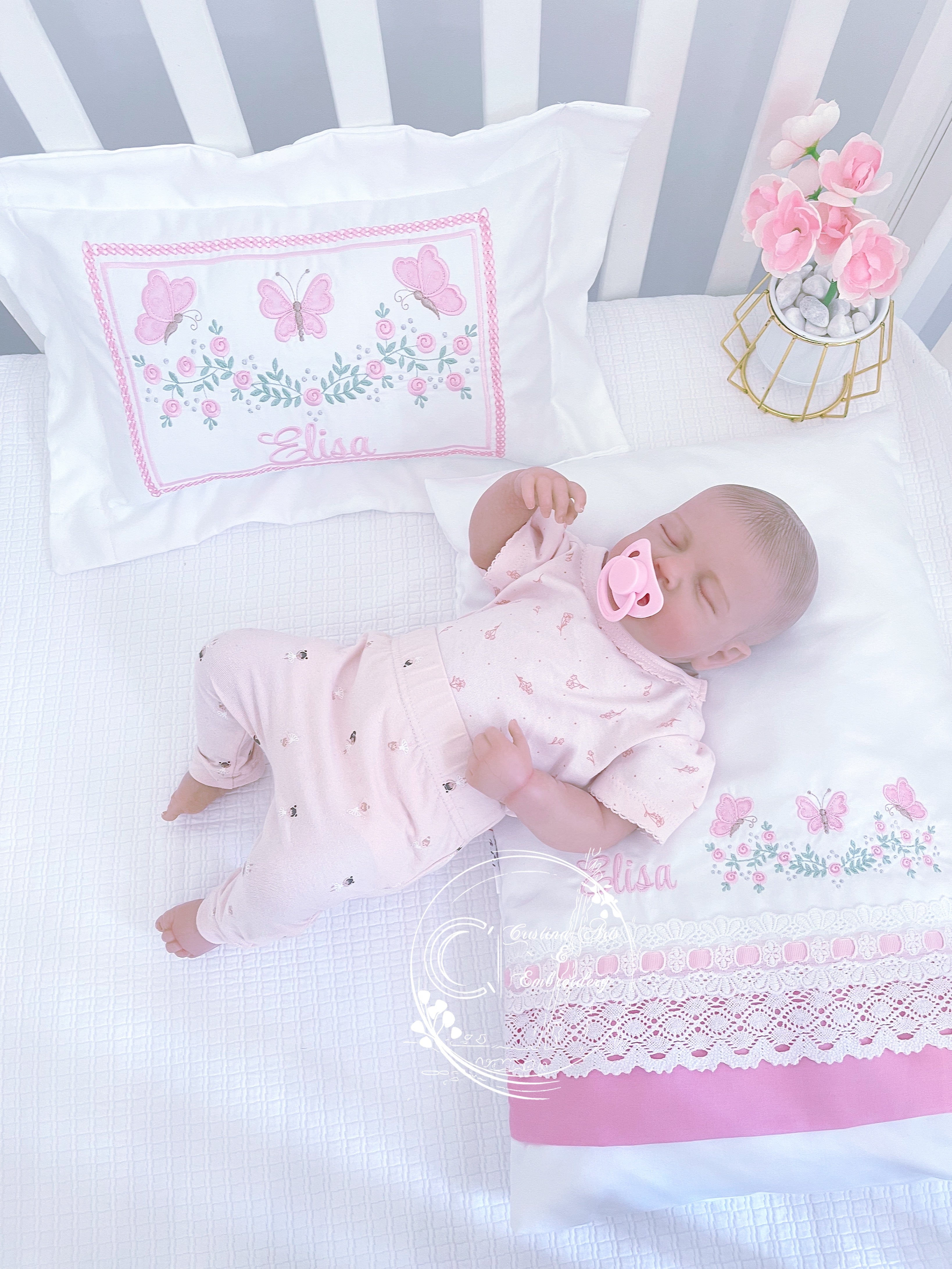 Pillow And Pillowcase - Personalised Embroidered | Decoration Baby Cushion (Only Order)