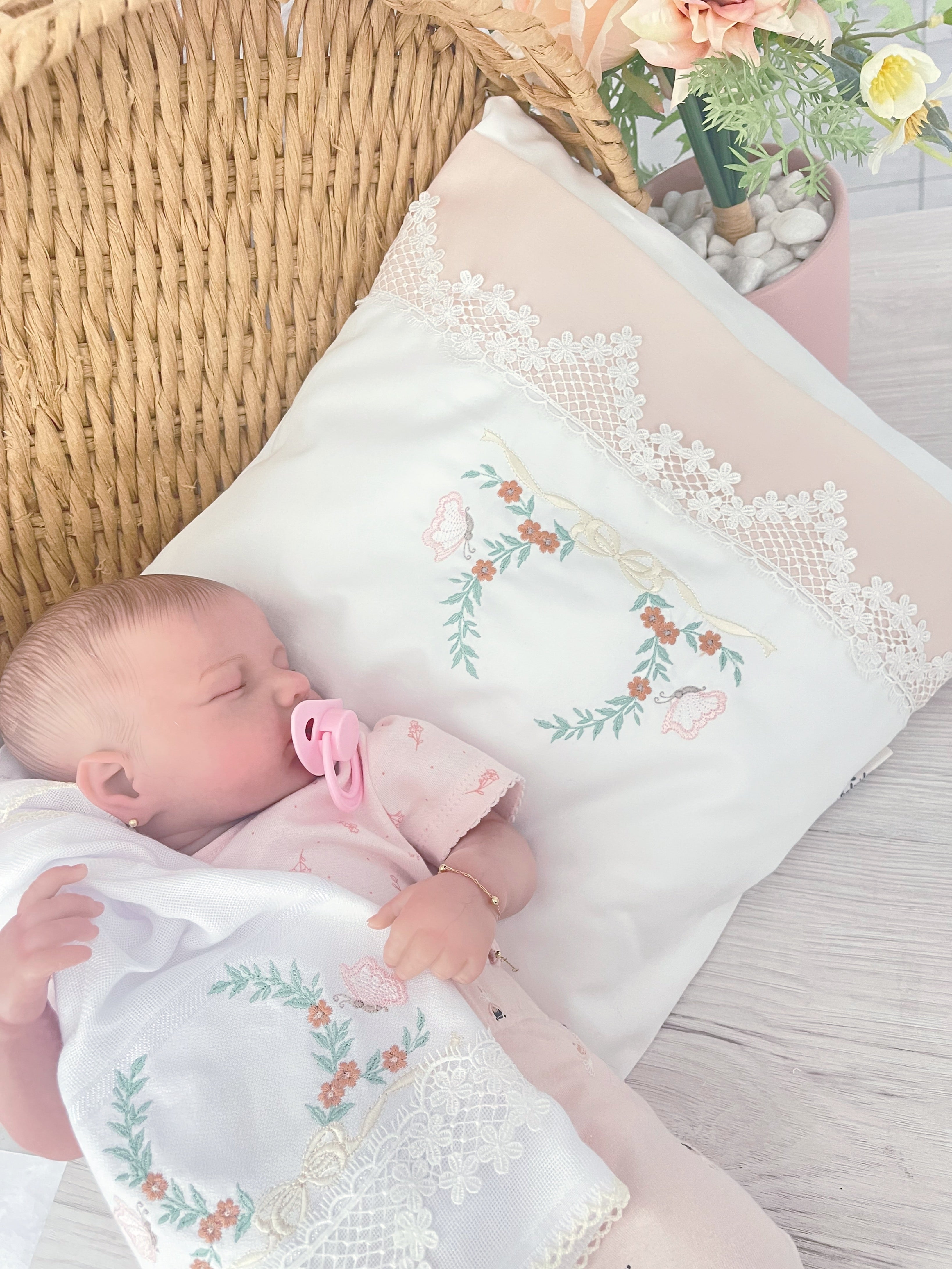 Pillow And Pillowcase - Personalised Embroidered | Decoration Baby Cushion (Only Order)